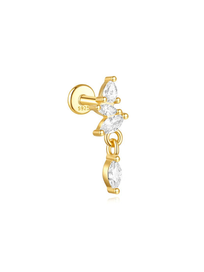 925 Sterling Silver Waterproof Flower Drops Star Moon Studs Earring Series