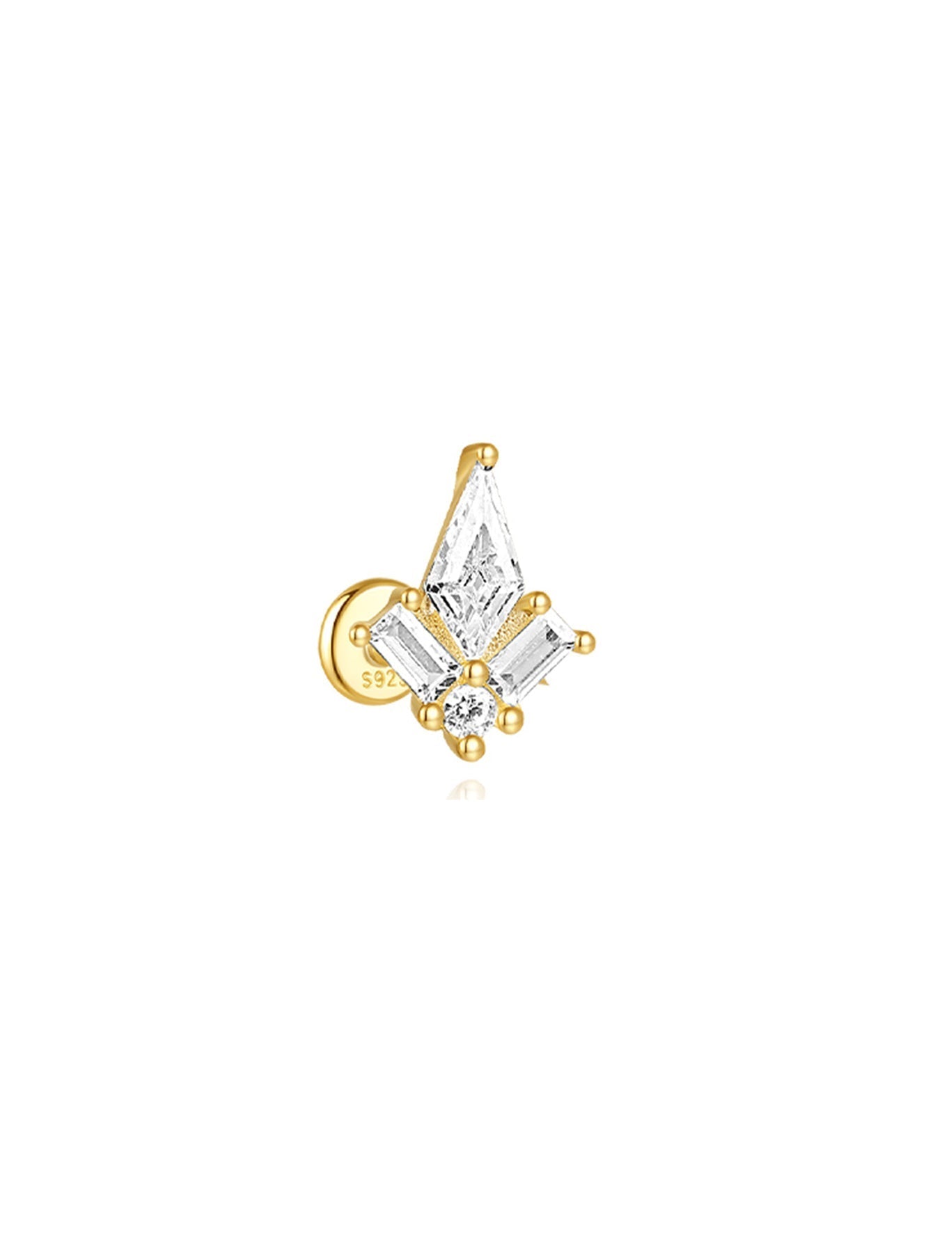 S925 Flatback Zircon Earrings