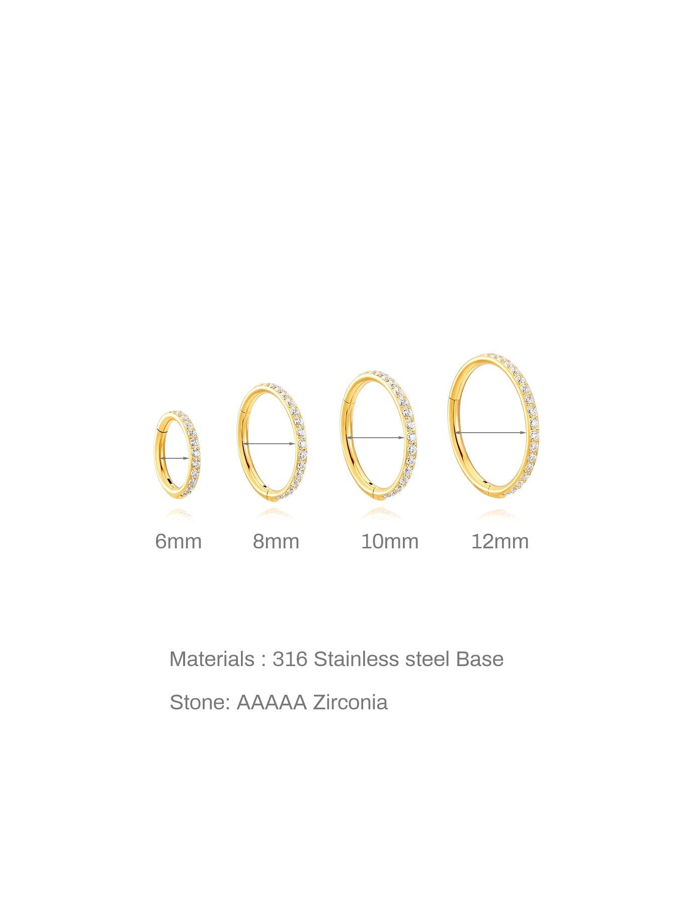 G23 Titanium Waterproof Multiple Sizes Cartilage Hoop