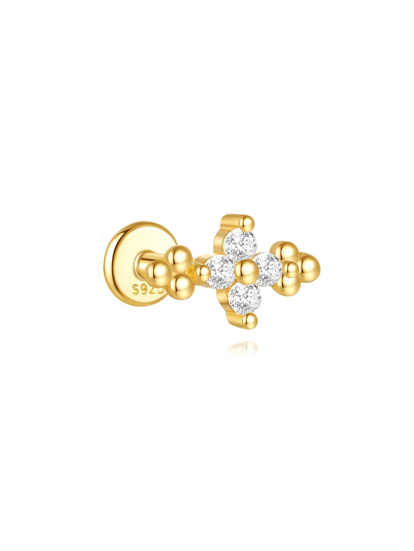 925 Sterling Silver Flower Drop Star Moon Studs Earrings