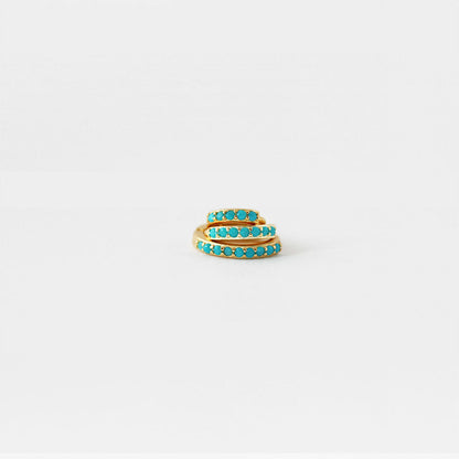 925 Sterling Silver Turquoise Hoop Huggies Earring