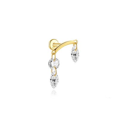 925 Sterling Silver Water Drop Flower Piercing Studs