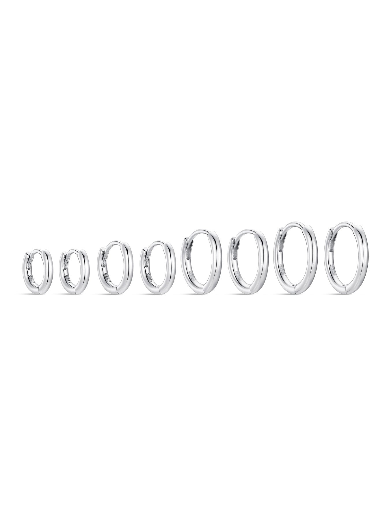 925 Sterling Silver Multi Size Hoop Huggie Earrings