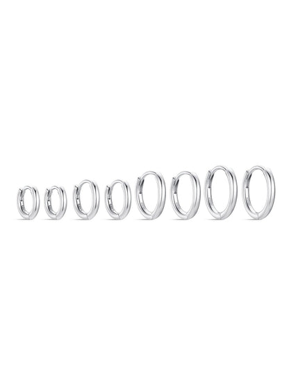 925 Sterling Silver Multi Size Hoop Huggie Earrings