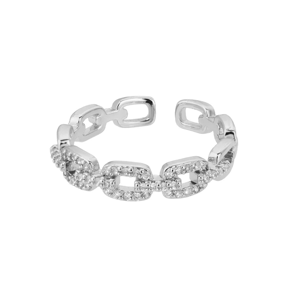 Valén – Elegant Twist Chain Ring with Sparkling Zircon
