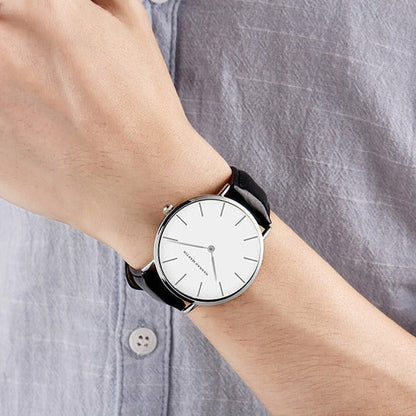 Water-Resistant Shockproof Quartz Watch with Leather Band