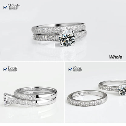 Valén Vintage Halo 925 Sterling Silver Wedding Ring Set