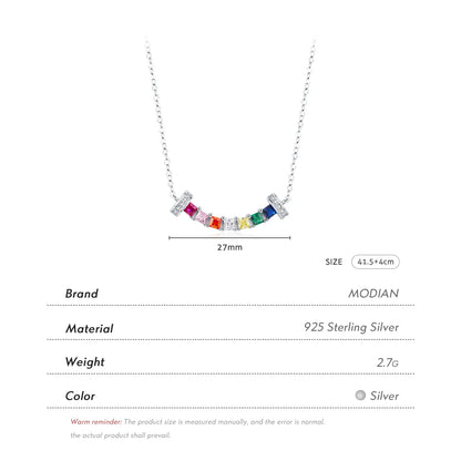Valén – 925 Sterling Silver Rainbow Zirconia Smile Pendant Necklace