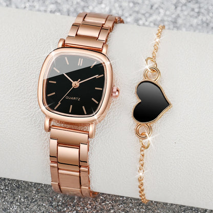Valén – Square Watch and Heart Bracelet Set (2 Pieces)