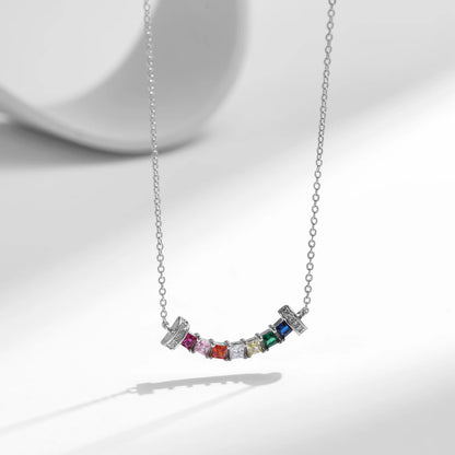 Valén – 925 Sterling Silver Rainbow Zirconia Smile Pendant Necklace