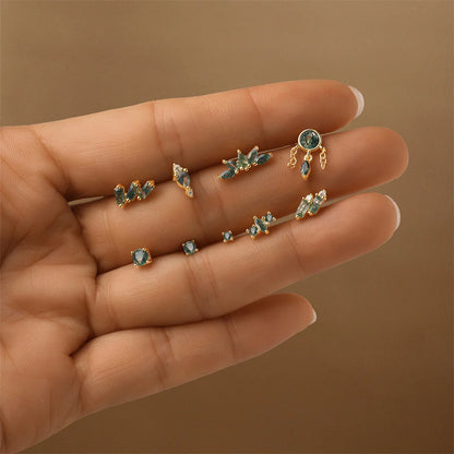 VALÉN 1PC Natural Moss Agate Threaded Ear Bone Nail Tassel Earring