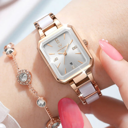 Elegant Ceramic Women's Watch with Scratch-Resistant Glass