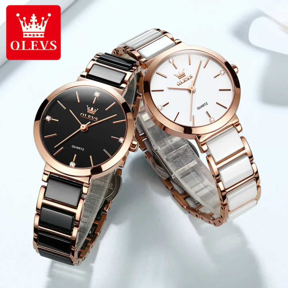 Waterproof Luxury Ceramic Quartz Watch: Elegant & Durable