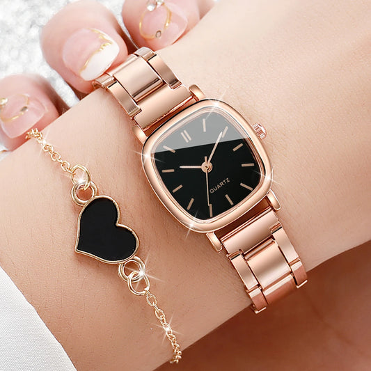 Valén – Square Watch and Heart Bracelet Set (2 Pieces)