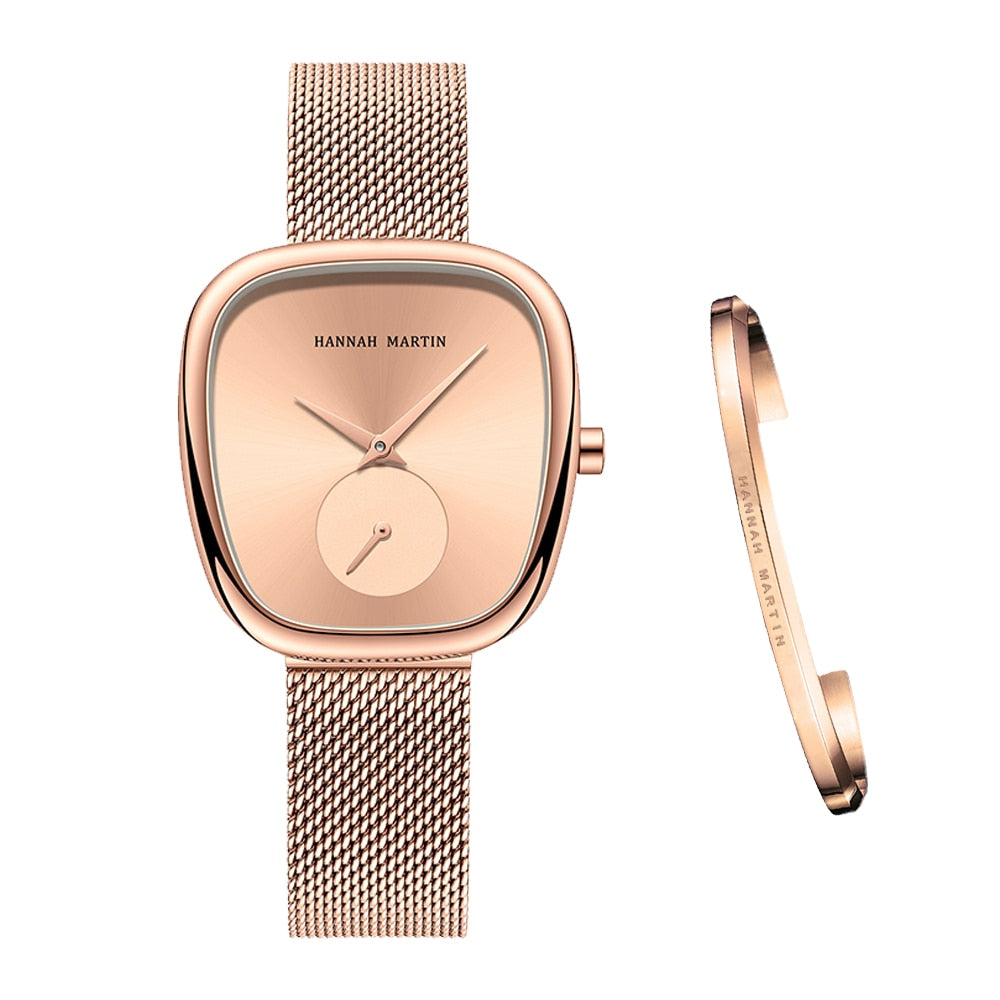 Elegant Tonneau Women's Watch with Bracelet