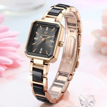 Elegant Ceramic Women's Watch with Scratch-Resistant Glass