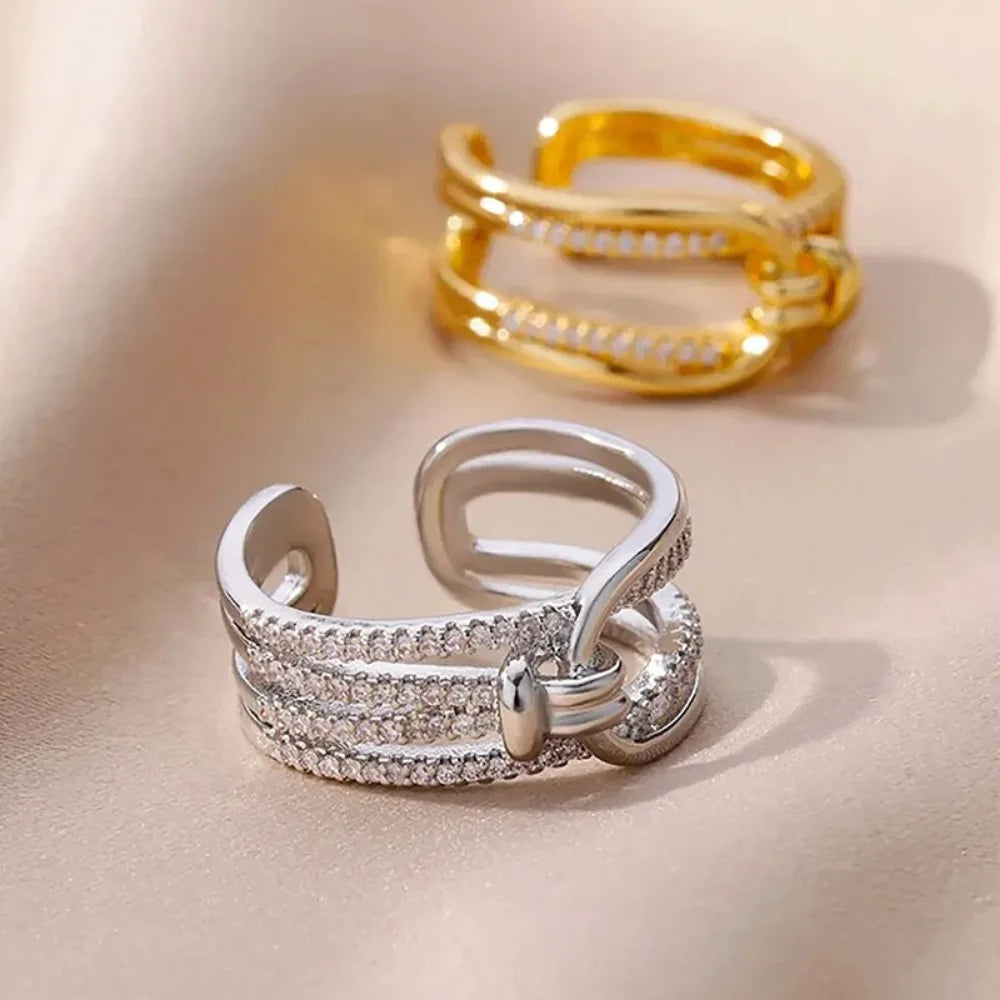 Luxury Double Layers Zircon Rings