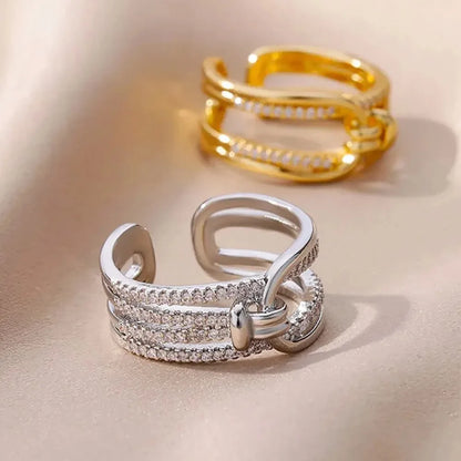 Luxury Double Layers Zircon Rings