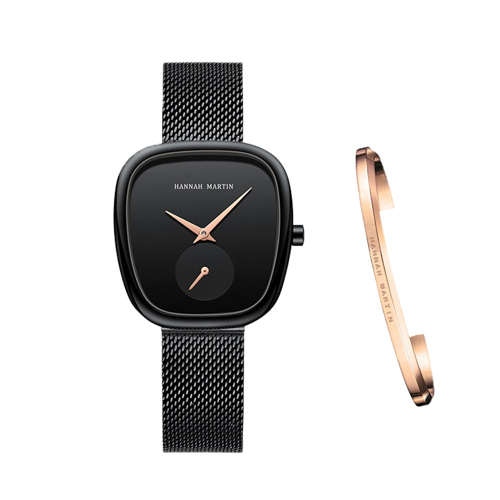 Elegant Tonneau Women's Watch with Bracelet