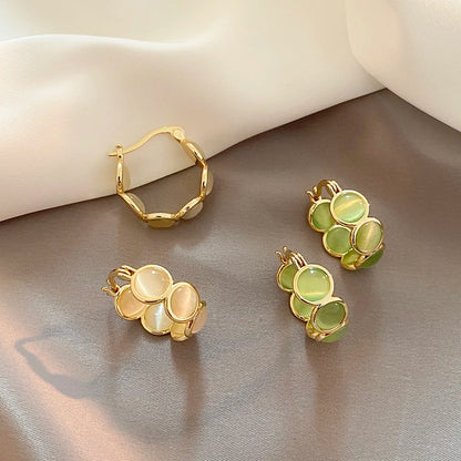 Valén – Iridescent Elegance in White & Green Opal Hoops