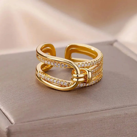 Luxury Double Layers Zircon Rings