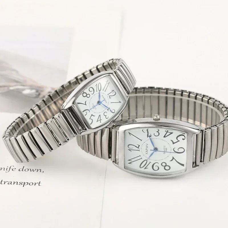 Quartz Elastic Band Couples Watch - Slim Dial