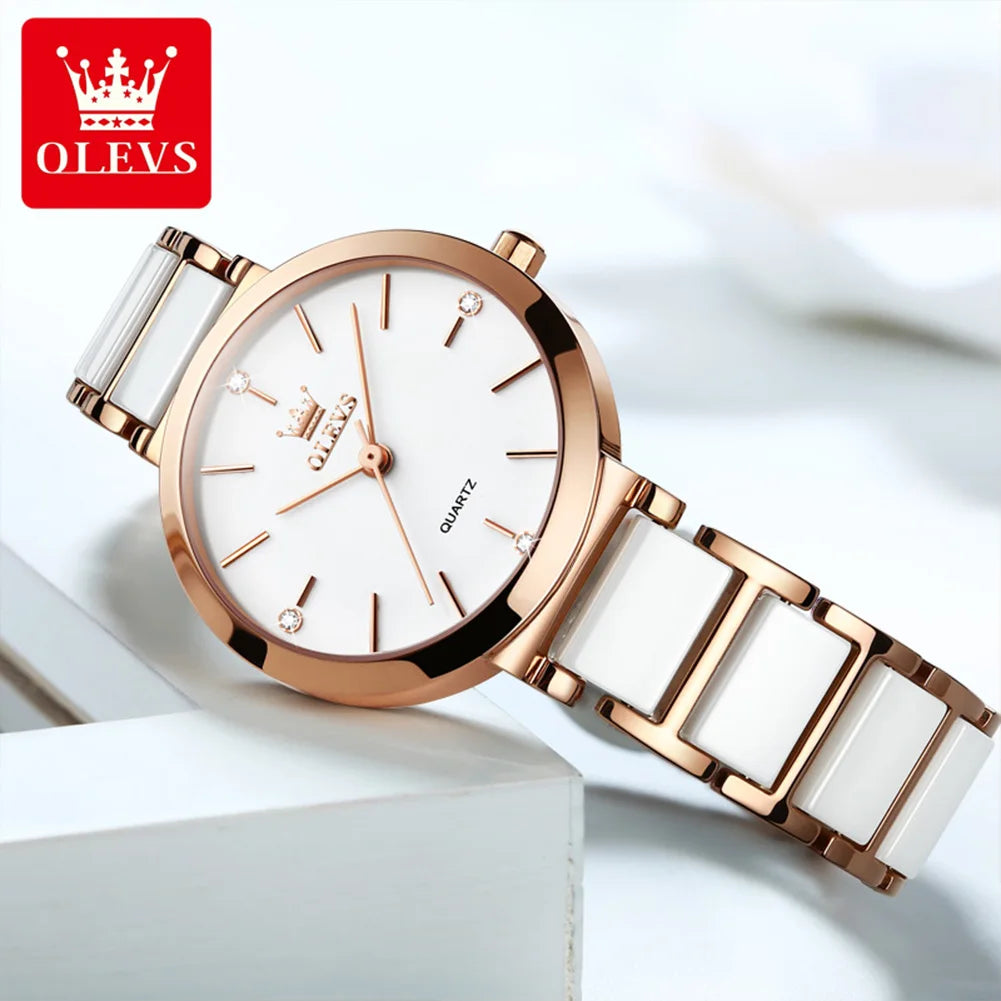 Waterproof Luxury Ceramic Quartz Watch: Elegant & Durable