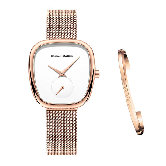 Elegant Tonneau Women's Watch with Bracelet