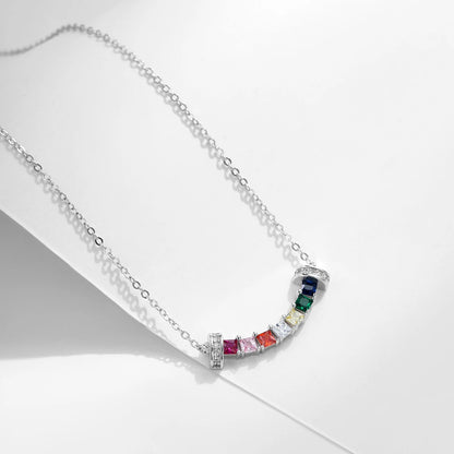 Valén – 925 Sterling Silver Rainbow Zirconia Smile Pendant Necklace