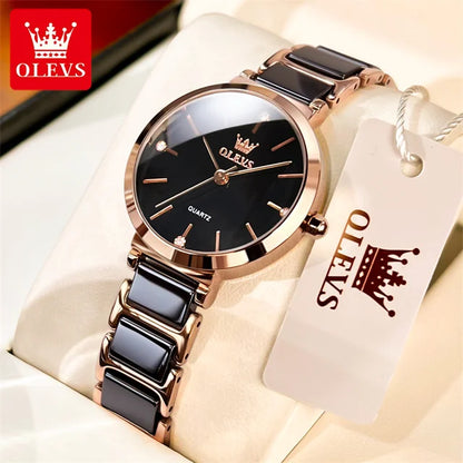 Waterproof Luxury Ceramic Quartz Watch: Elegant & Durable