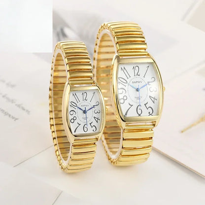 Quartz Elastic Band Couples Watch - Slim Dial