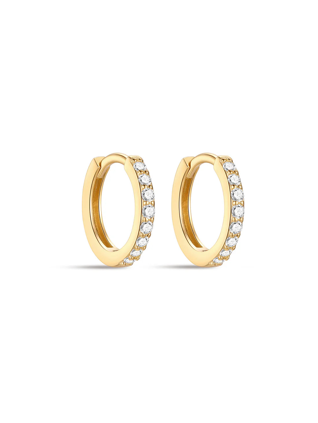 925 Classic Waterproof Pave Hoop Huggies Earrings