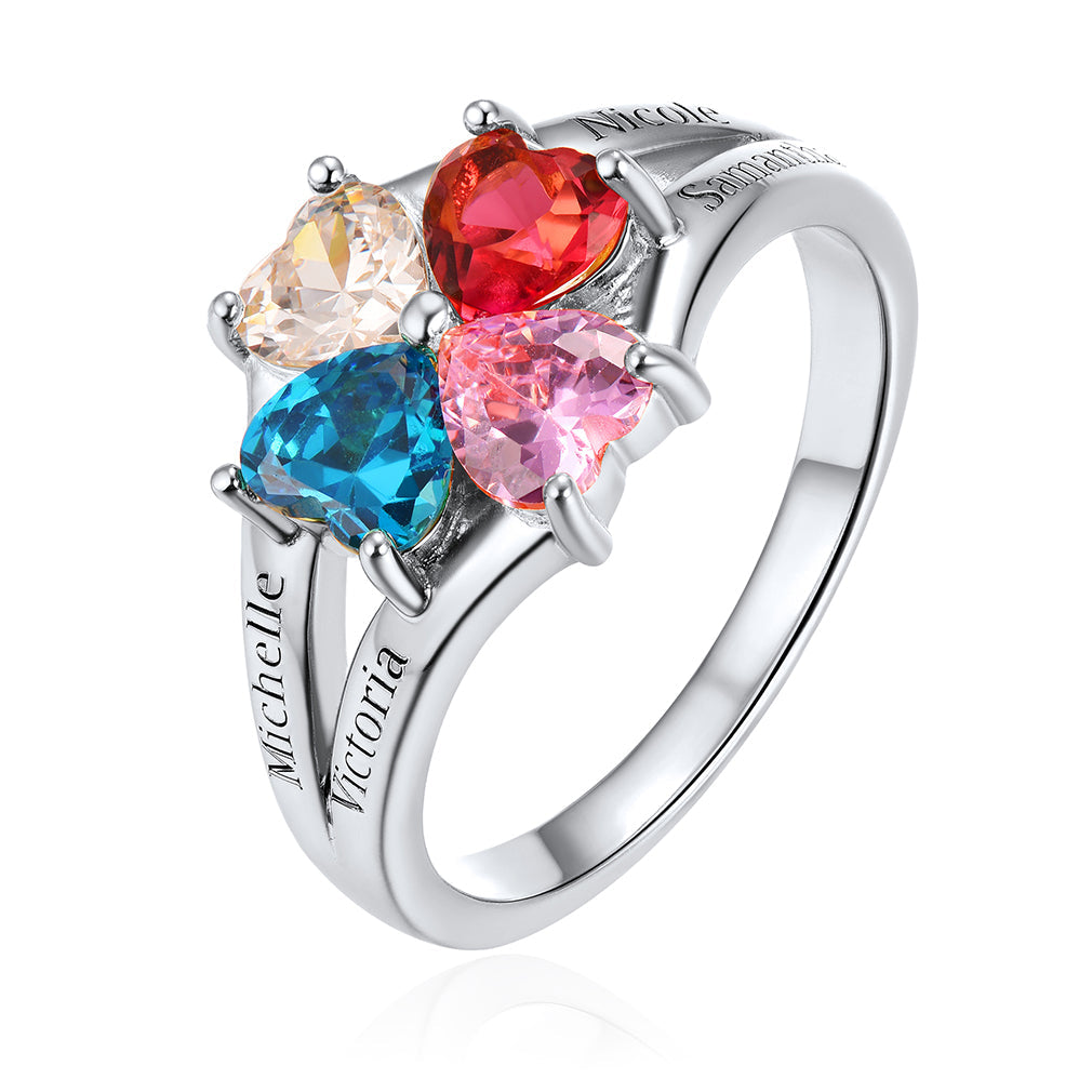 925 Sterling Silver Personalized Birthstone Rings For Women