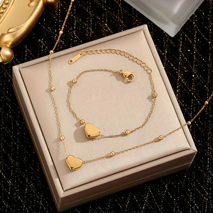 💖 Valén | Heart Necklace & Bracelet Set (2 pcs) 💖