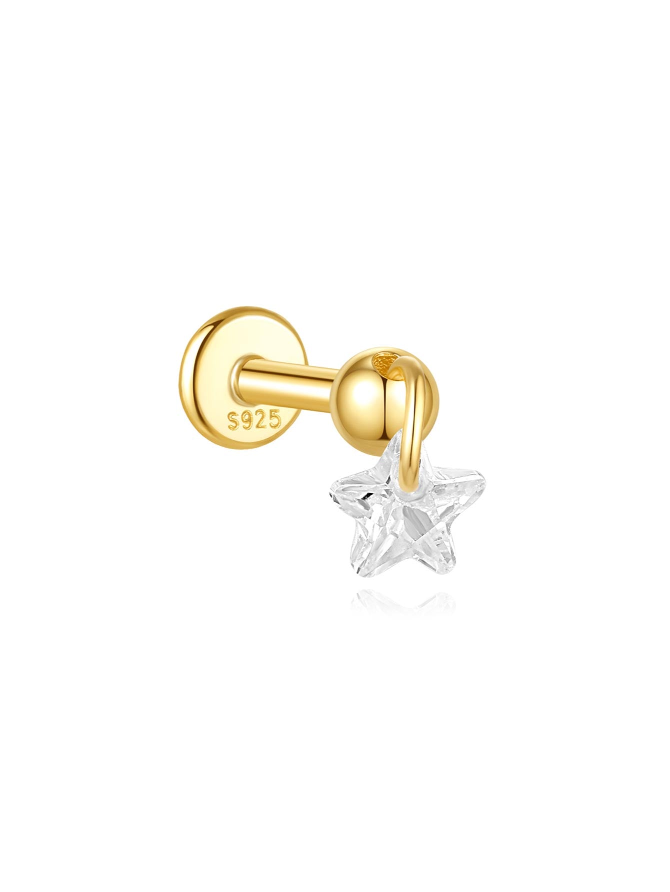 925 Sterling Silver Flower Drop Star Moon Studs Earrings