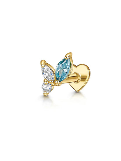 S925 Sterling Silver Opal Marquise Ear Piercing Stud