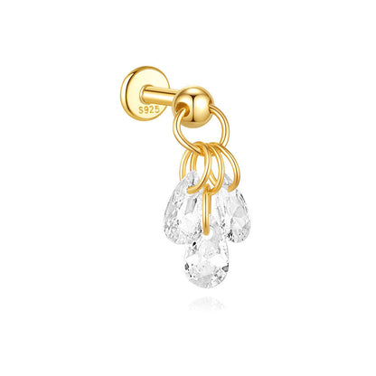 Waterproof 925 Sterling Silver Water Drop Piercing Earring Series