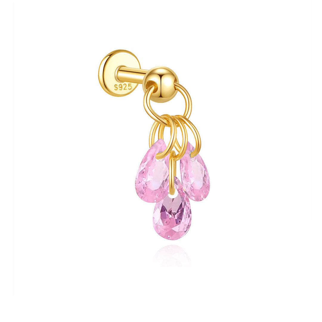 Waterproof 925 Sterling Silver Water Drop Piercing Earring Series