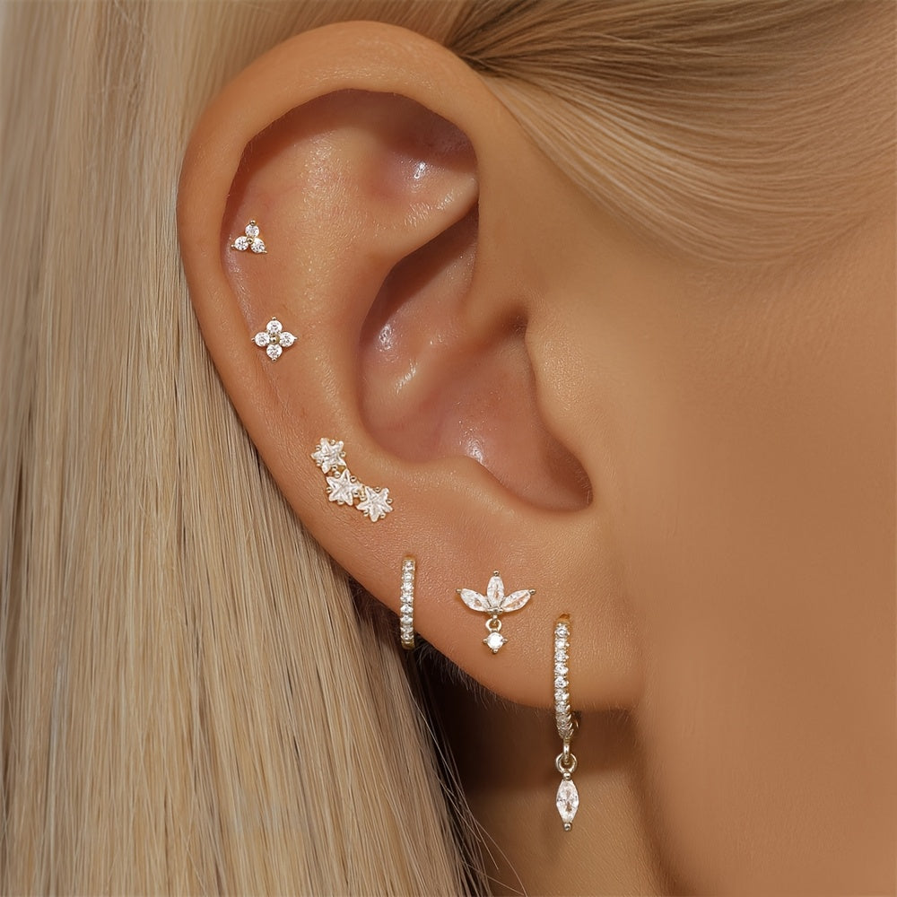 ✨ Valén | 6-Piece Golden Zircon Earrings Set ✨