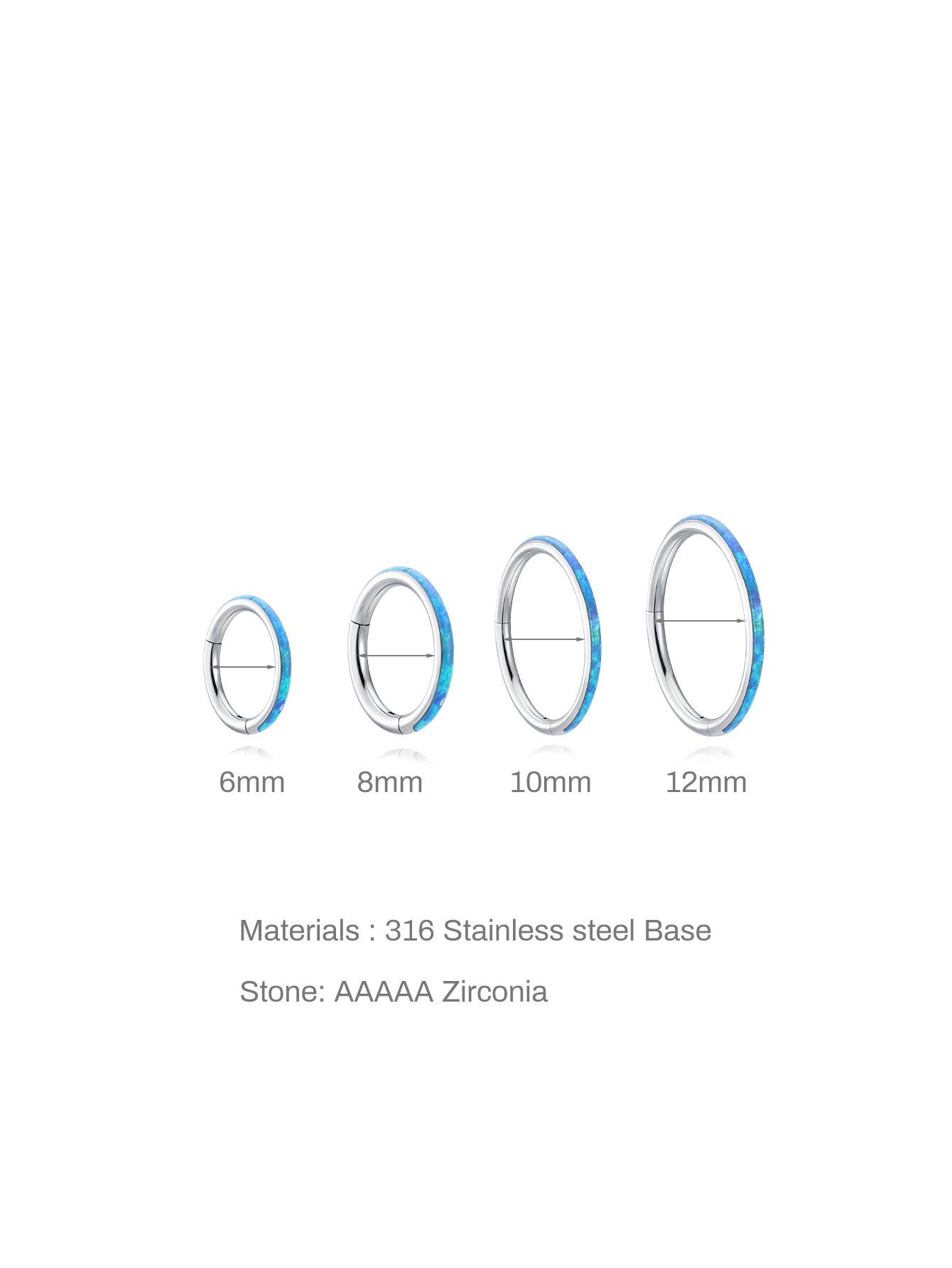 G23 Titanium Waterproof Cartilage Hoop 16G – Blue Opal Multiple Sizes