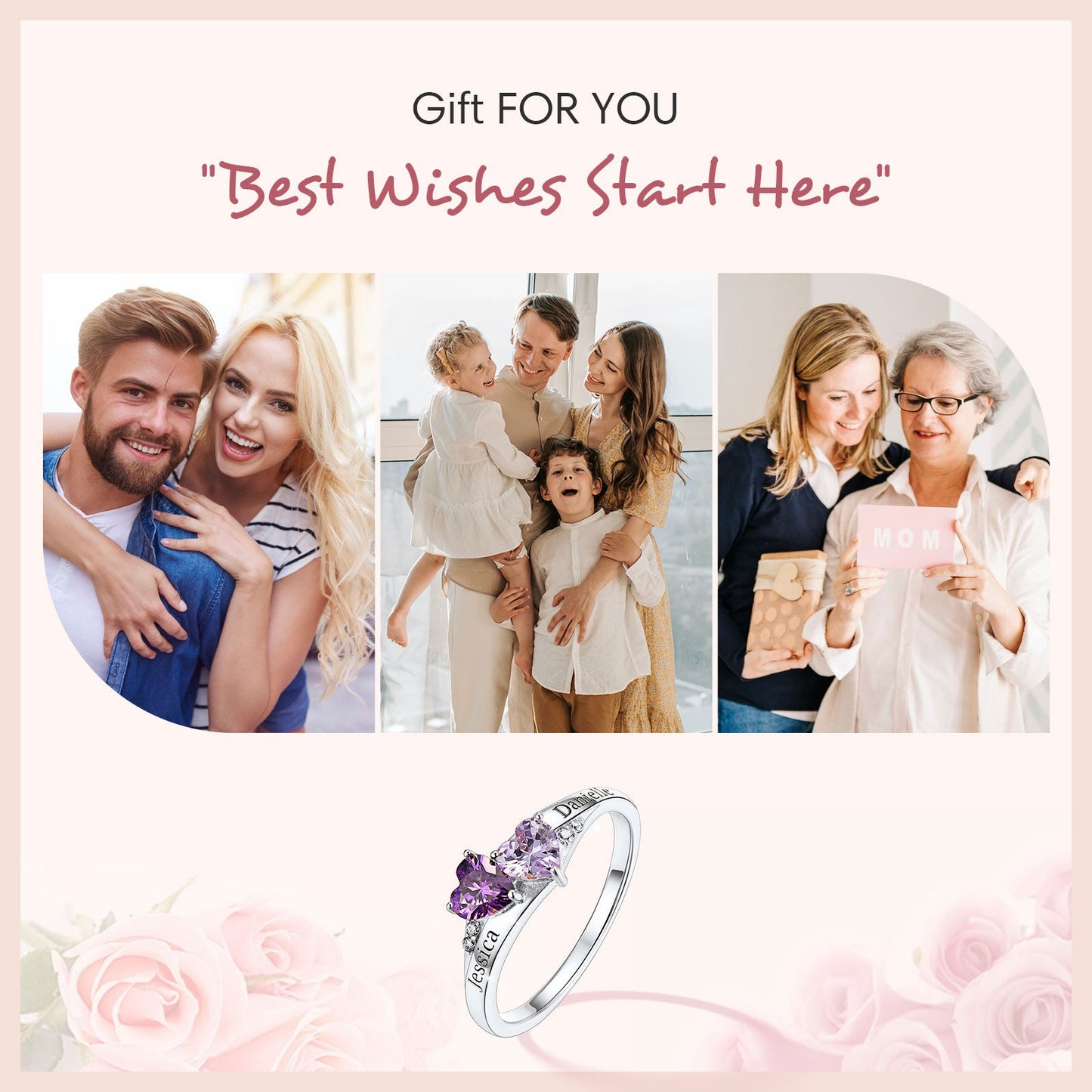 925 Sterling Silver Personalized Birthstone Rings For Women