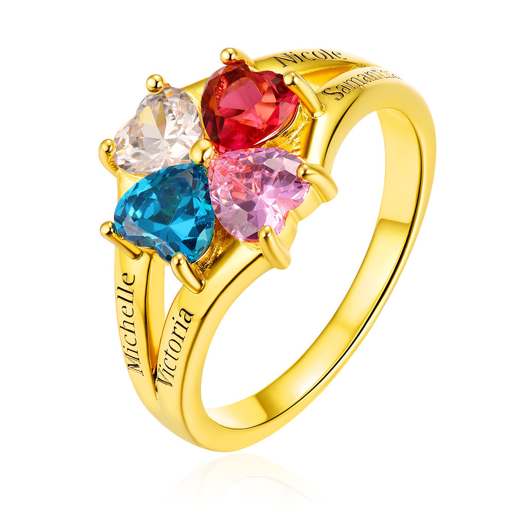 925 Sterling Silver Personalized Birthstone Rings For Women