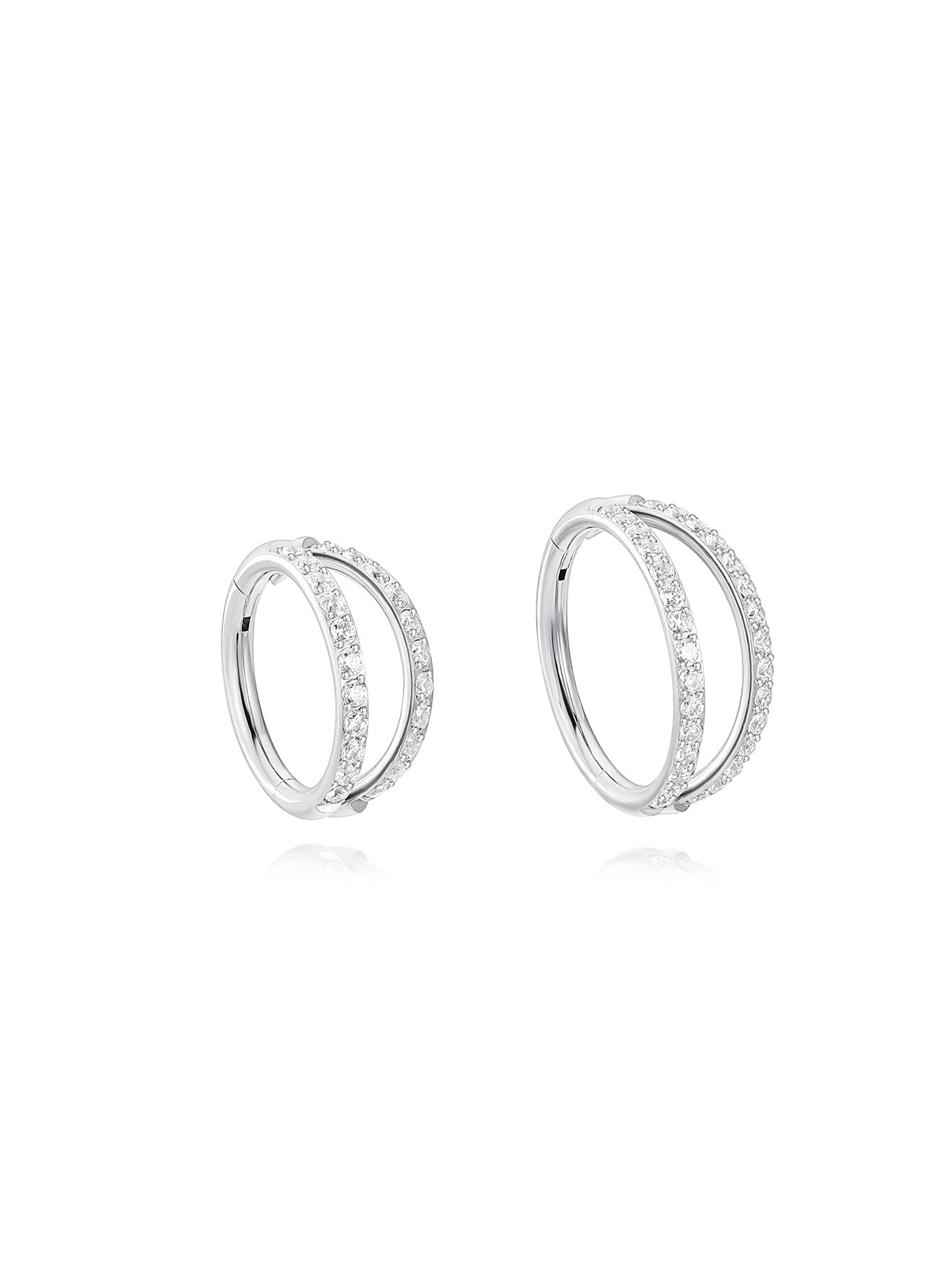 G23 Titanium Waterproof Double Hoop Cartilage Earring 16G – 5A CZ, Multiple Sizes