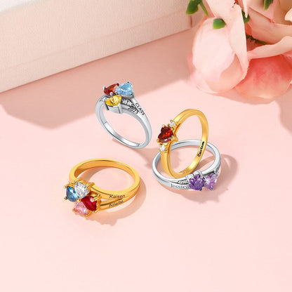 925 Sterling Silver Personalized Birthstone Rings For Women