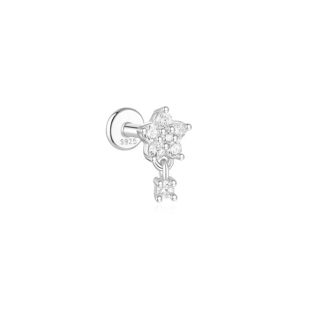 925 Sterling Silver Waterproof Flower Drops Star Moon Studs Earring Series
