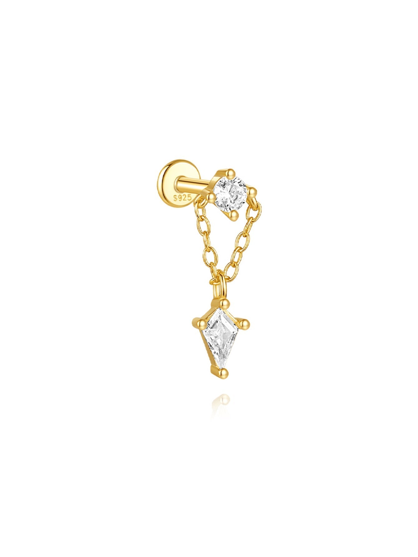 S925 Flatback Zircon Earrings