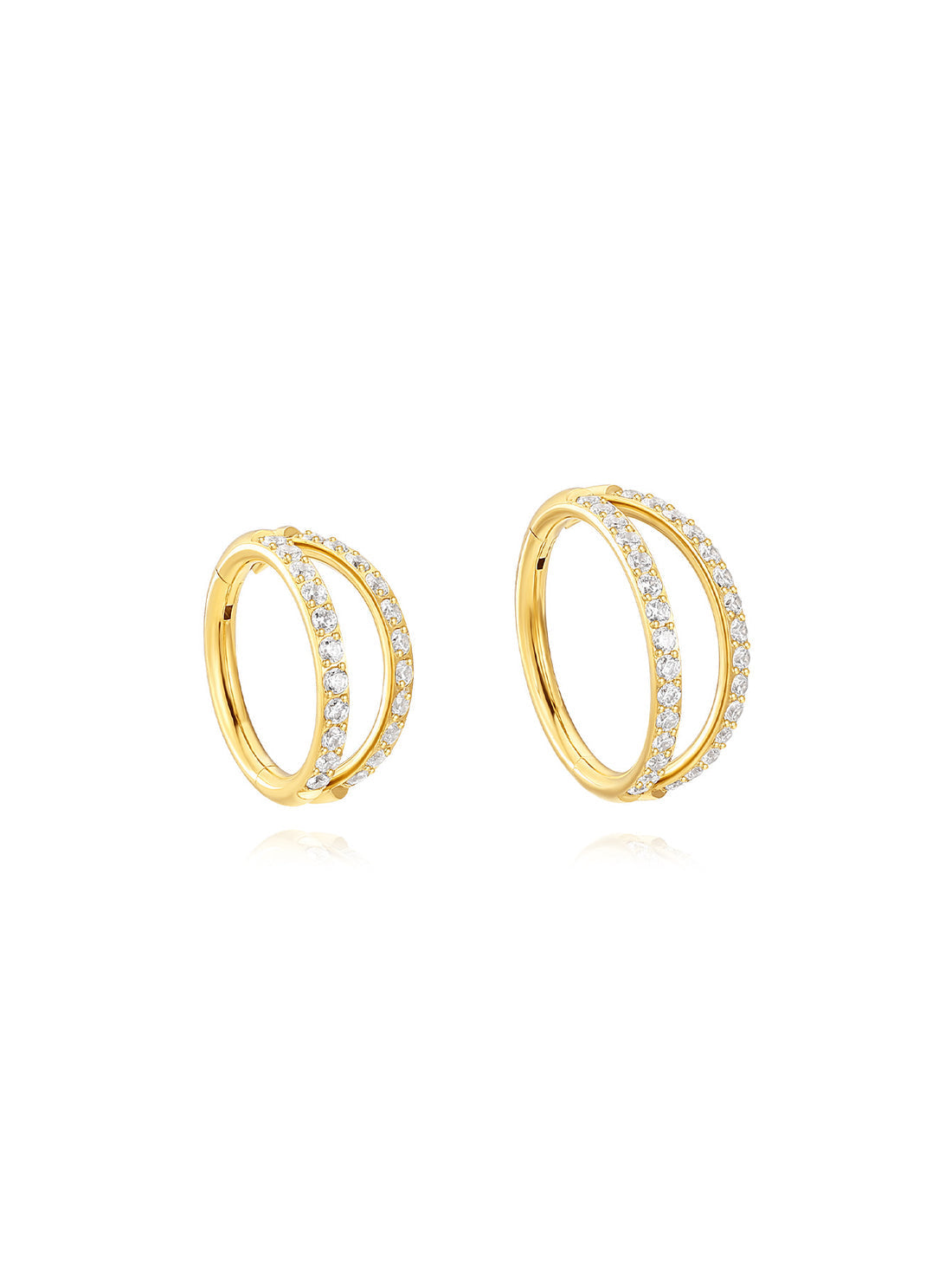 G23 Titanium Waterproof Double Hoop Cartilage Earring 16G – 5A CZ, Multiple Sizes