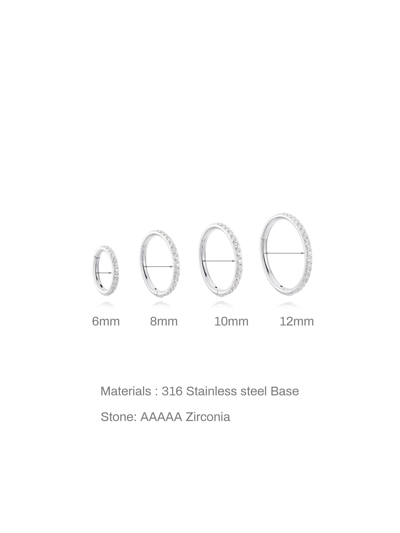 G23 Titanium Waterproof Multiple Sizes Cartilage Hoop