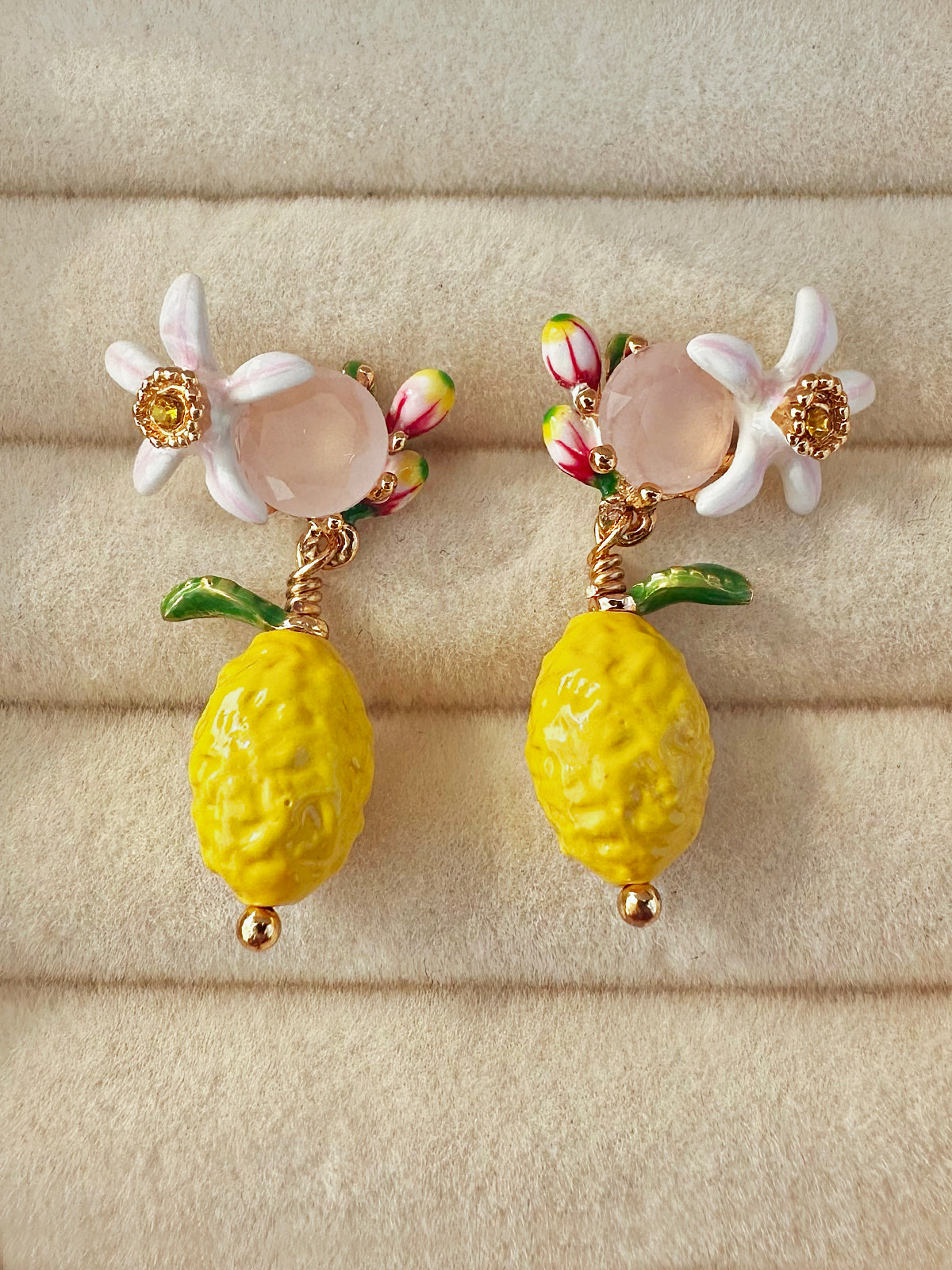 Floral And Lemon Charm Studs