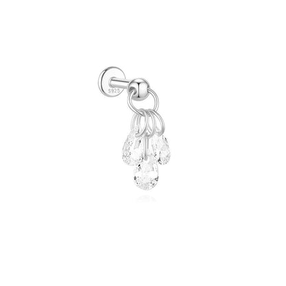 925 Sterling Silver Waterproof Flower Drops Star Moon Studs Earring Series